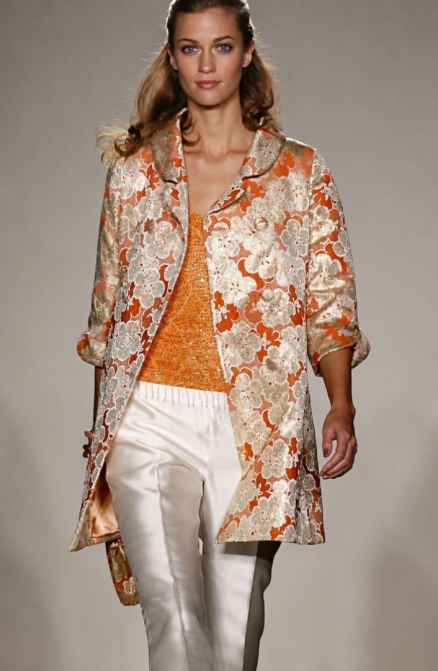 Banana Republic VTG Runway Brocade Gold Floral Evening Coat, XS $298